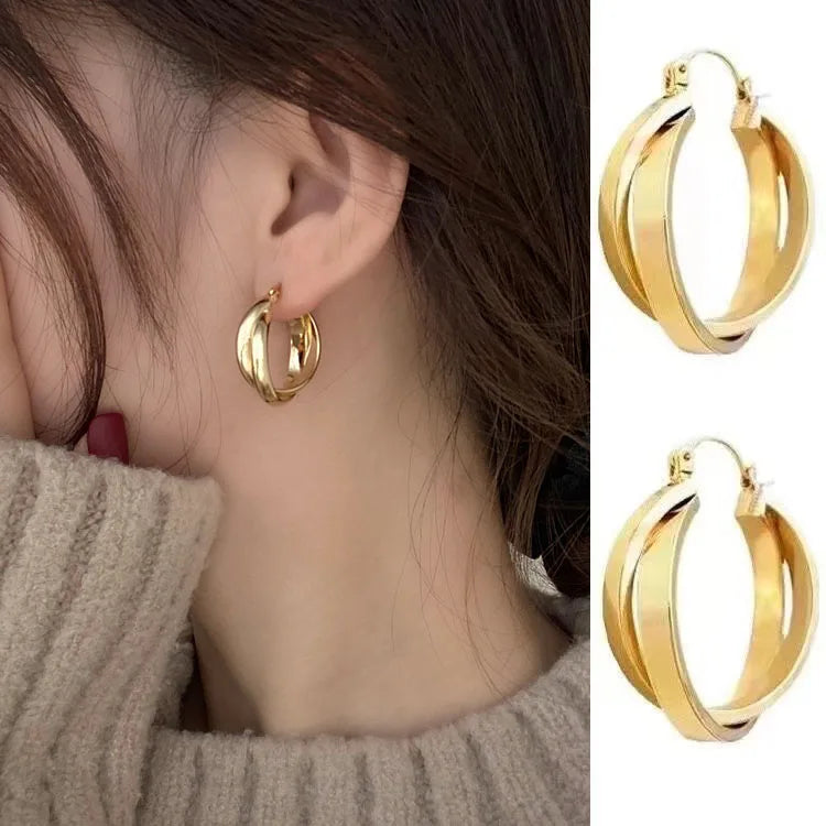 2024 Korean New Simple Temperament Circle Pearl Earrings Fashion Small Versatile Earrings Women's Jewelry