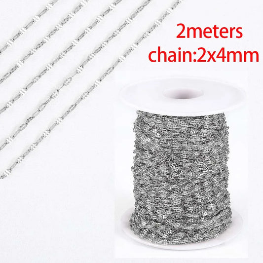 No Fade 2Meters Stainless Steel Chains for Jewelry Making DIY Necklace Bracelet Accessories Gold Chain Lips Beads Beaded Chain