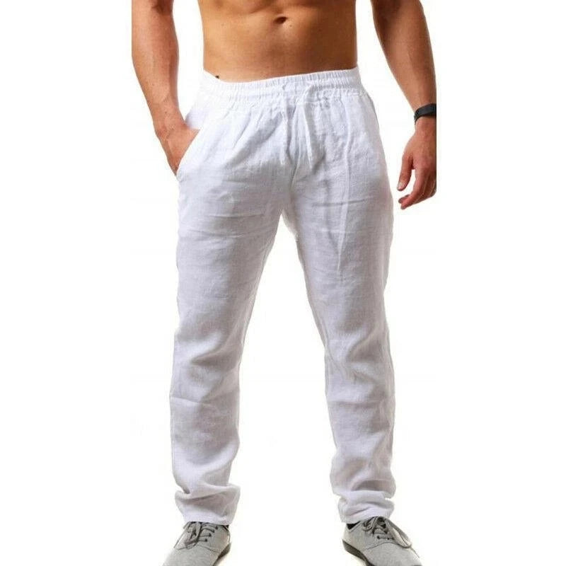 2020 New Men's Cotton Linen Loose Pants Male Summer Casual Solid Color Pants trousers Plus Size M-5XL