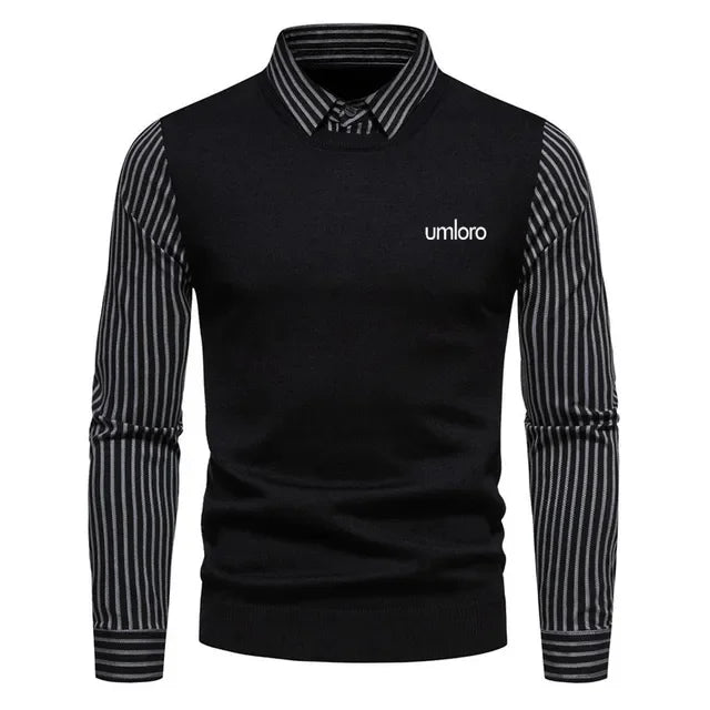 Fashion Fake Two Items Sweaters Shirt Men Golf Clothing Luxury Brand Golf Knit Men Golf Wear 2024 Autumn Casual Long Sleeves Top