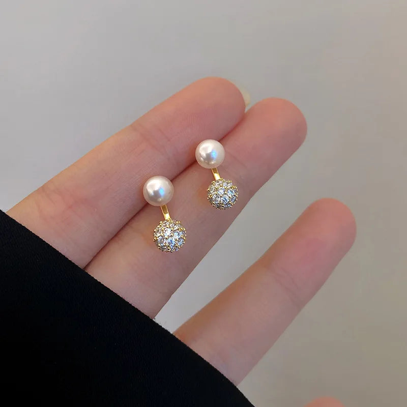 2024 Korean New Simple Temperament Circle Pearl Earrings Fashion Small Versatile Earrings Women's Jewelry