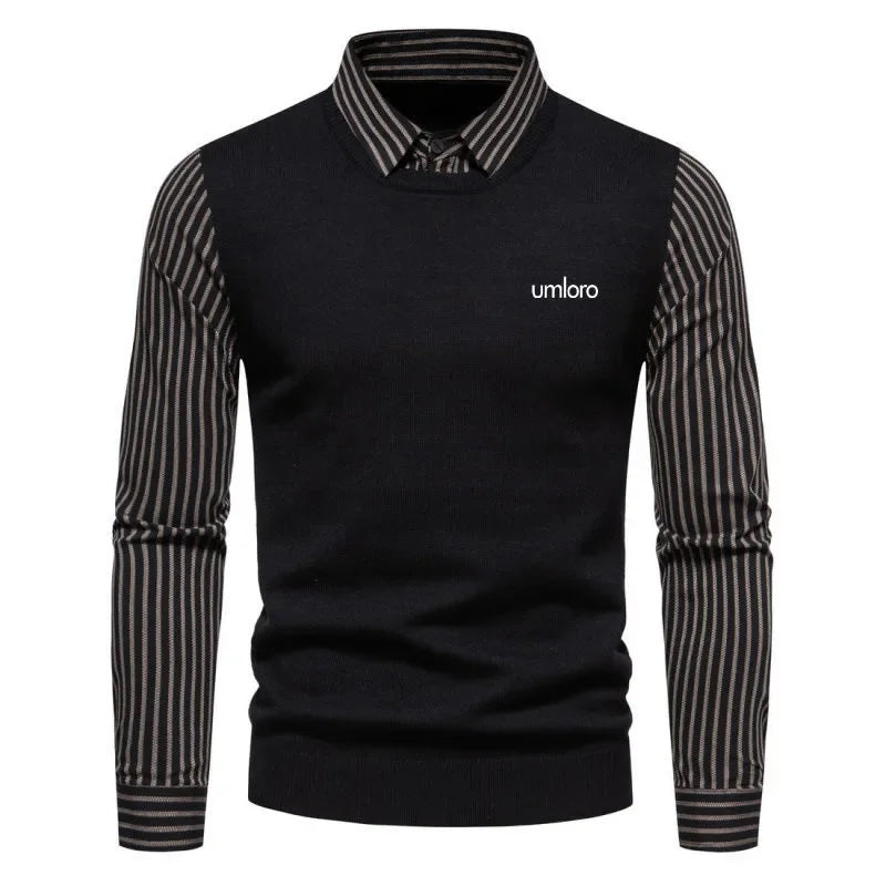 Fashion Fake Two Items Sweaters Shirt Men Golf Clothing Luxury Brand Golf Knit Men Golf Wear 2024 Autumn Casual Long Sleeves Top